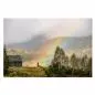 Preview: Ein bunter Regenbogen erstrahlt über einer Holzhütte in den Bergen, während Nebel die Landschaft bedeckt. Preview: Ein bunter Regenbogen erstrahlt über einer Holzhütte in den Bergen, während Nebel die Landschaft bedeckt.