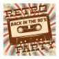 Preview: Retro Party Flyer: Kassette & Schriftzug "Retro Party - Zurück in die 90er". Preview: Retro Party Flyer: Kassette & Schriftzug "Retro Party - Zurück in die 90er".