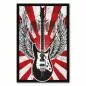 Preview: E-Gitarre mit Flügeln vor rot-weißem Hintergrund im Grunge-Stil. Preview: E-Gitarre mit Flügeln vor rot-weißem Hintergrund im Grunge-Stil.