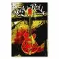 Preview: Eine rote E-Gitarre im Vintage-Stil vor vergilbtem Papier und dem Schriftzug "Rock'n'Roll Sound". Preview: Eine rote E-Gitarre im Vintage-Stil vor vergilbtem Papier und dem Schriftzug "Rock'n'Roll Sound".