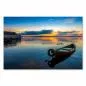 Preview: Altes Holzboot am Seeufer, Sonnenaufgang hinter Wolken, warme Farben am Himmel. Preview: Altes Holzboot am Seeufer, Sonnenaufgang hinter Wolken, warme Farben am Himmel.