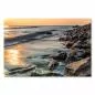 Preview: Sonnenaufgang, Strand & Meer in goldenem Licht, Wellenmuster im Sand. Preview: Sonnenaufgang, Strand & Meer in goldenem Licht, Wellenmuster im Sand.