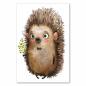 Preview: Igel mit Blumenkranz & Zweig, große Augen - Natur & Tierliebe.
