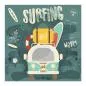 Preview: Retro-Bus mit Surfbrett, Strand, Palmen & Sonnenschein - sommerliches Motiv. Preview: Retro-Bus mit Surfbrett, Strand, Palmen & Sonnenschein - sommerliches Motiv.