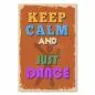 Preview: Vintage Poster in Orange: "Keep Calm and Just Dance" mit tanzender Figur. Preview: Vintage Poster in Orange: "Keep Calm and Just Dance" mit tanzender Figur.