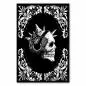 Preview: Ein Totenkopf mit Irokesenschnitt und Kopfhörern – ein rockiges Motiv, eingerahmt von floralen Ornamenten. Preview: Ein Totenkopf mit Irokesenschnitt und Kopfhörern – ein rockiges Motiv, eingerahmt von floralen Ornamenten.