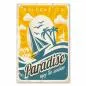 Preview: Einladendes Retro-Poster mit Palmenstrand und Segelboot, versetzt in Urlaubsparadies und verspricht sonnige Entspannung. Preview: Einladendes Retro-Poster mit Palmenstrand und Segelboot, versetzt in Urlaubsparadies und verspricht sonnige Entspannung.