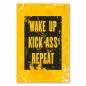 Preview: "Wake Up Kick Ass Repeat" - dieses motivierende Poster in Gelb und Schwarz ist ein Muss für alle, die etwas erreichen wollen. Preview: "Wake Up Kick Ass Repeat" - dieses motivierende Poster in Gelb und Schwarz ist ein Muss für alle, die etwas erreichen wollen.