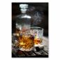 Preview: Zwei Whiskeygläser mit Eis, rauchende Zigarre, Whiskeyflasche (unscharf).
