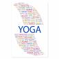 Preview: Eine Wortwolke mit Begriffen rund um Yoga - ein inspirierendes Motiv für alle Yoga-Fans.