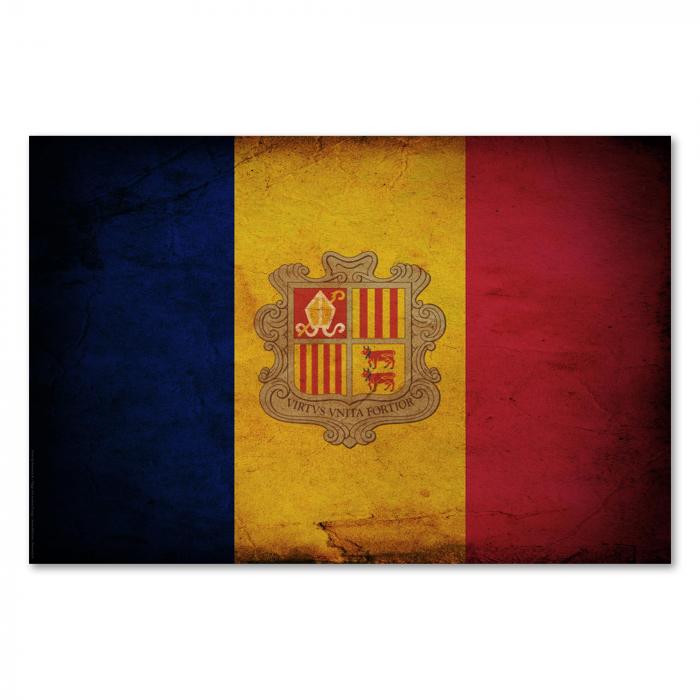 Preview:  Andorra: Vintage Flagge im Vintage-Design | Postereck 0322