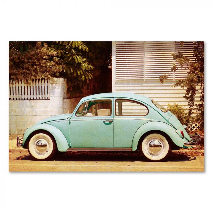 Preview: Pastellgrünes Vintage-Auto: Retro-Charme | Postereck 0527