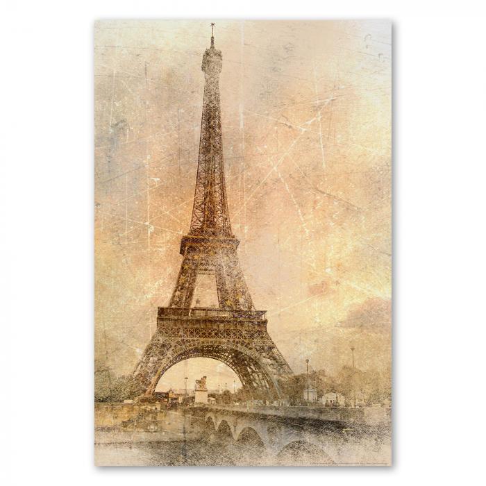 Der Eiffelturm im Vintage-Look versprüht den Charme vergangener Zeiten in romantischem Paris.