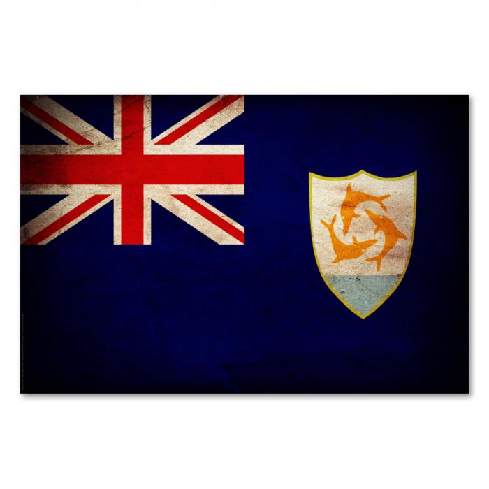 Preview:  Anguilla: Vintage Flagge, Delfine & Wappen | Postereck 0375