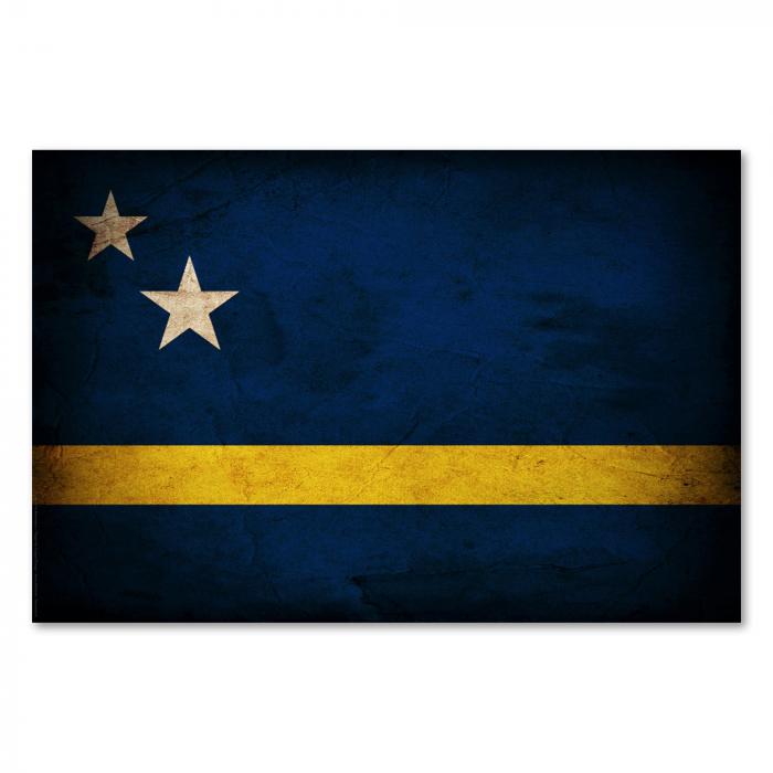 Preview:  Curaçao: Vintage Flagge, Sterne & Meer | Postereck 0360