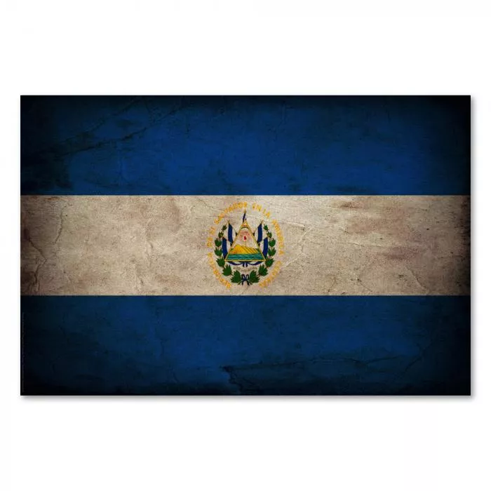 Flagge El Salvadors im Vintage-Look: Das Wappen zeigt die Unabhängigkeitserklärung von Spanien.