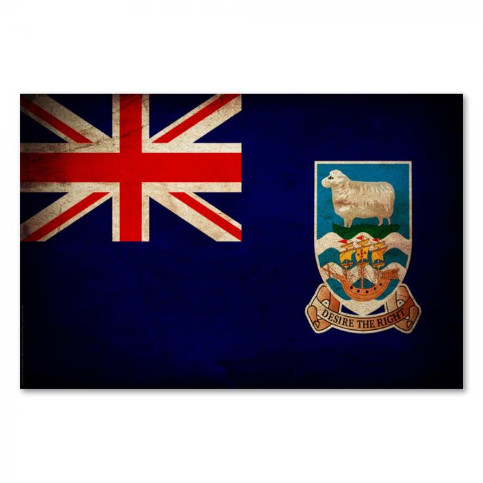 Preview:  Falklandinseln: Vintage Flagge, Schaf & Schiff | Postereck 0362