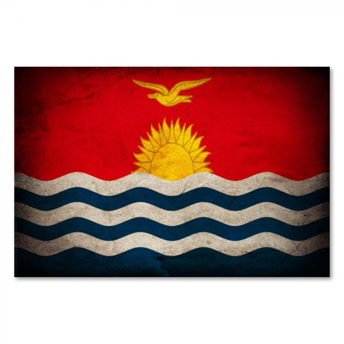 Preview:  Kiribati: Vintage Flagge, Sonne & Wellen | Postereck 0380