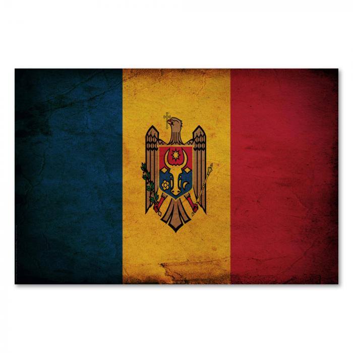 Preview:  Moldawien: Vintage Flagge, Stärke & Auerochse | Postereck 0329