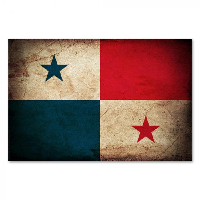 Preview:  Panama: Vintage Flagge, Blau & Rot | Postereck 0349