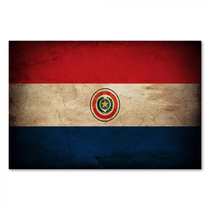 Preview:  Paraguay: Vintage Flagge, Wappen & Streifen | Postereck 0365
