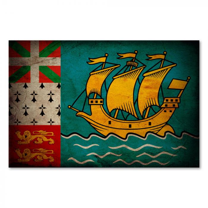 Preview:  St. Pierre & Miquelon: Vintage Flagge & Schiffe | Postereck 0342