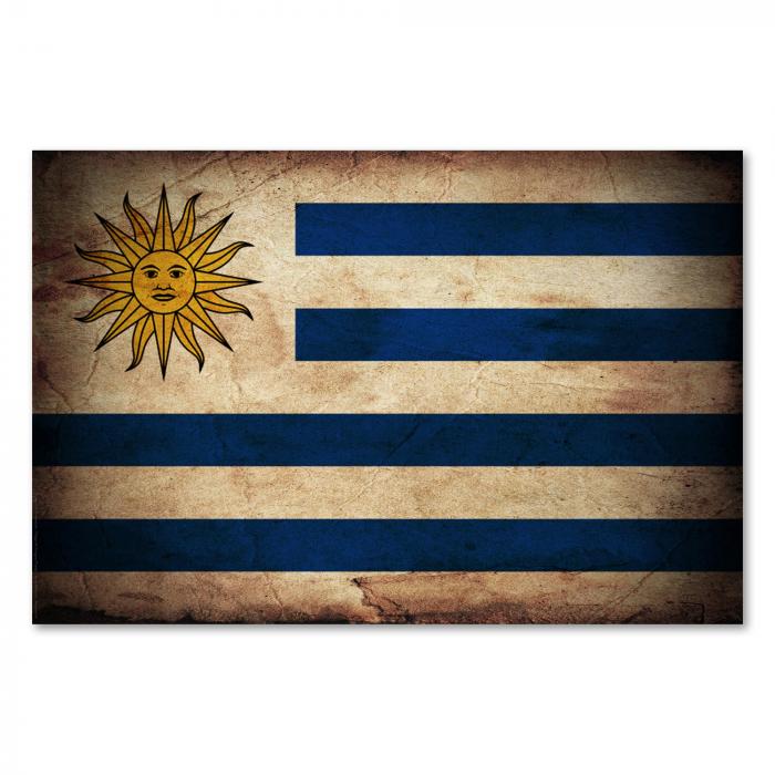 Preview:  Uruguay: Vintage Flagge, Sonne & Streifen | Postereck 0370