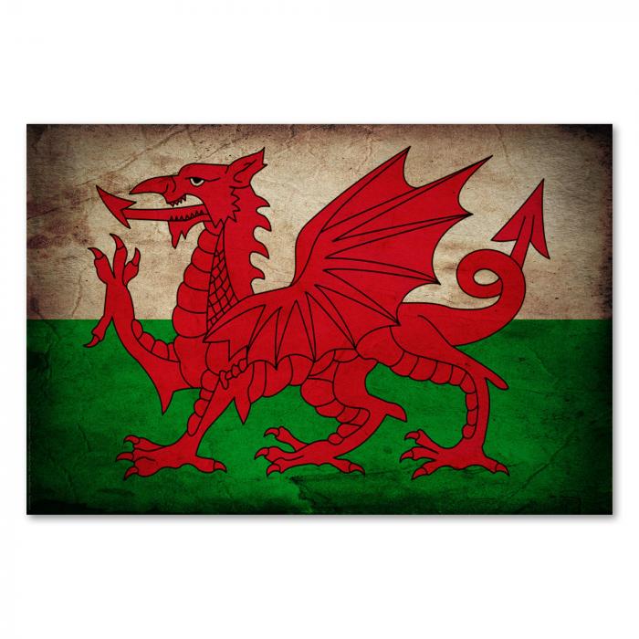Preview:  Wales: Grunge Flagge & Roter Drache | Postereck 0339
