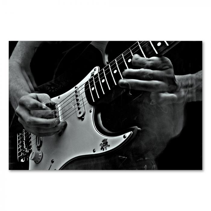 Preview: Gitarrist spielt E-Gitarre: Schwarzweiß | Postereck 0078