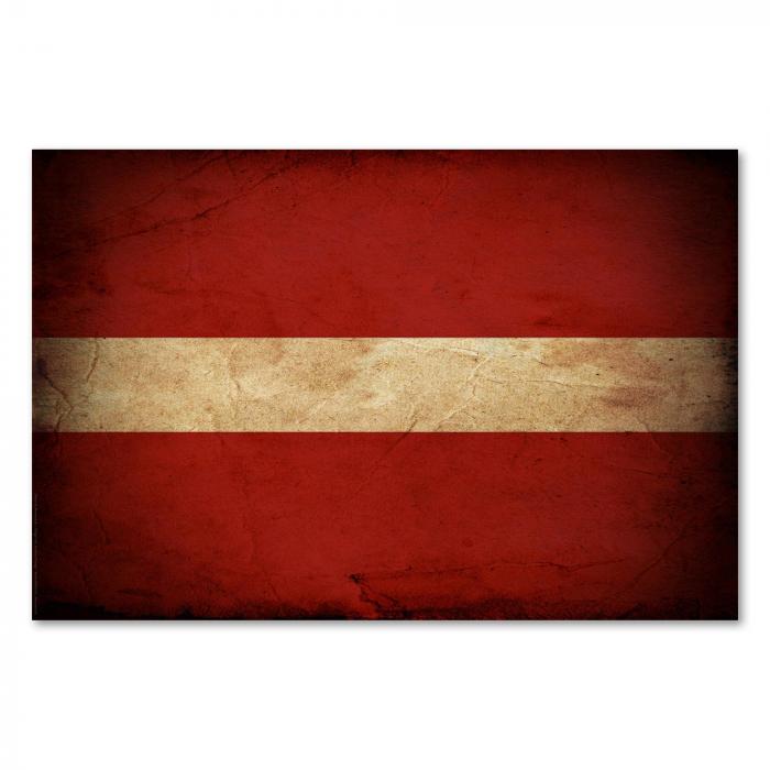 Lettische Flagge im Grunge-Stil: Die Farbe Rot steht für das Blut der Letten, Weiß für die Gerechtigkeit.