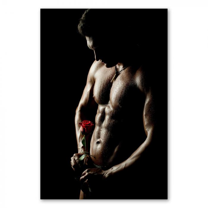 Preview: Romantische Stärke: Mann mit Rose | Postereck 1265