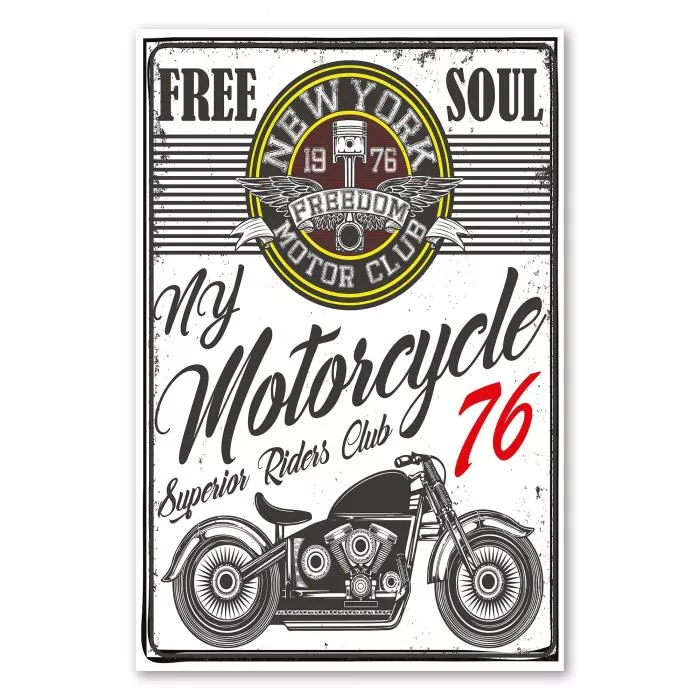 Vintage-Design: Detailliert gezeichnetes Motorrad & Schriftzug 
