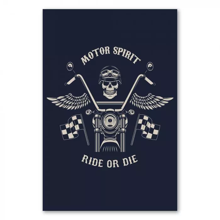 "Ride or Die" - Der Spirit des Motorradfahrens mit coolem Totenkopf und Flügeln, perfekt für Biker und Rebellen!