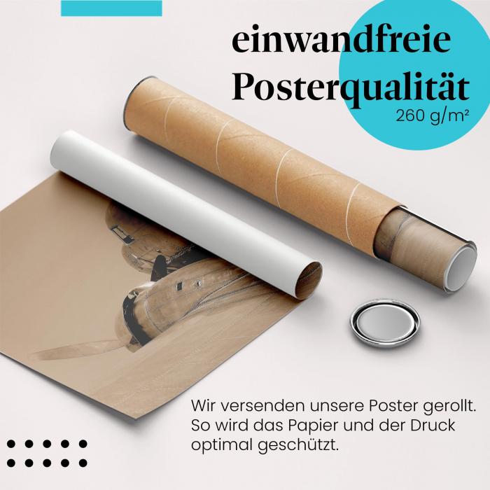 Gerolltes Poster "Flugzeug Oldtimer", Detail.