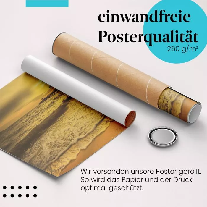 Magischer Sonnenuntergang am Strand: Goldenes Licht | Postereck 0470