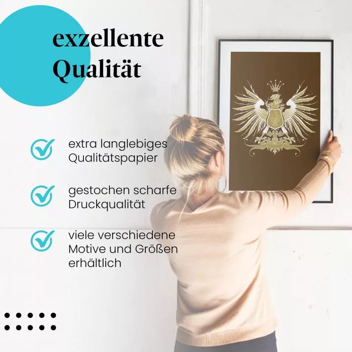 Goldenes Wappen: Adler, Lilie & Krone | Postereck 0463