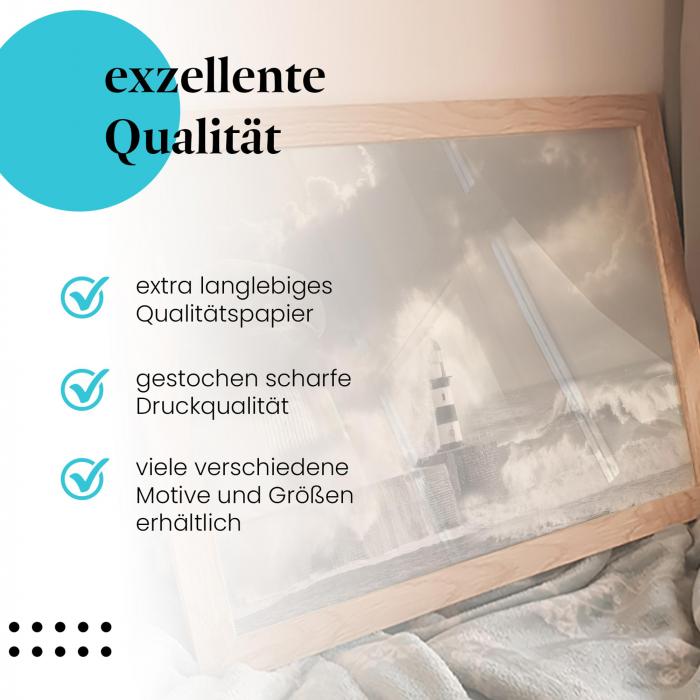 Preview: Leuchtturm im Sturm: Schwarz-Weiß & Dramatik | Postereck 0452