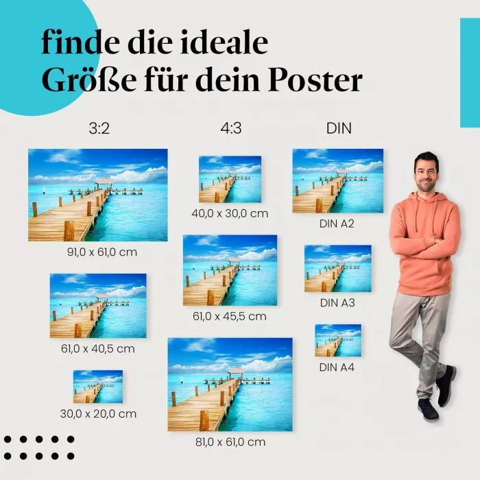 Idylle pur: Steg über türkisfarbenem Meer | Postereck 0457