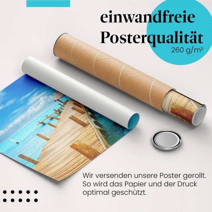 Preview: Idylle pur: Steg über türkisfarbenem Meer | Postereck 0457