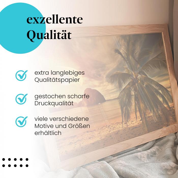 Preview: Tropischer Sonnenuntergang: Palme & Insel | Postereck 0456