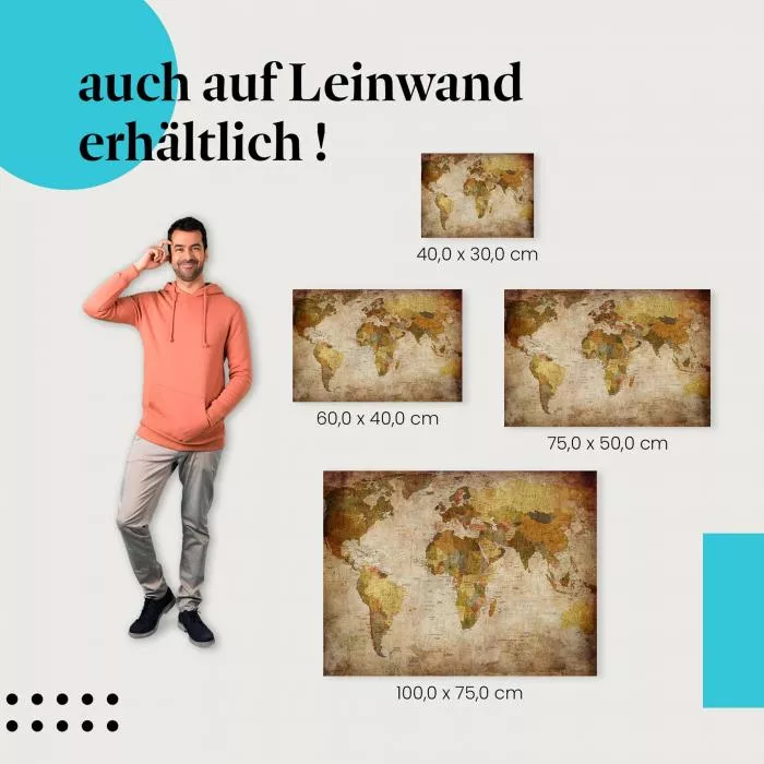 Weltkarte: Vintage-Stil & Charme | Postereck 0459