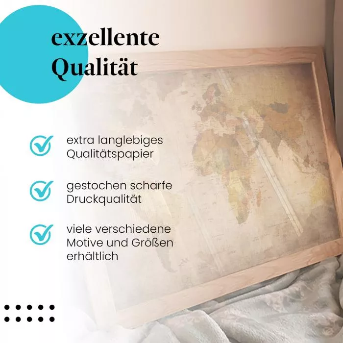 Weltkarte: Vintage-Stil & Charme | Postereck 0459