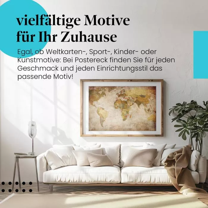 Weltkarte: Vintage-Stil & Charme | Postereck 0459