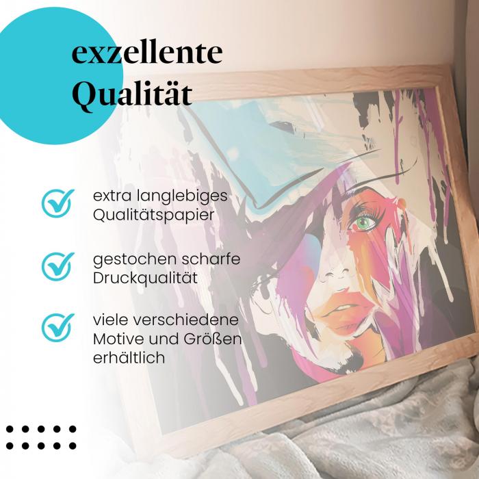 Preview: Abstrakte Kunst: Frau mit Hut & Farbe | Postereck 0834