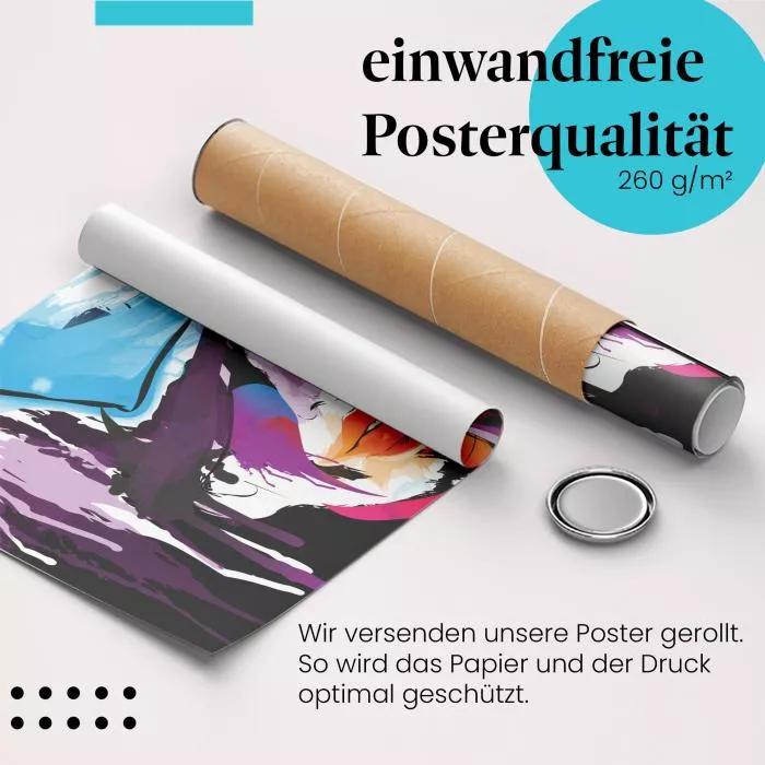 Abstrakte Kunst: Frau mit Hut & Farbe | Postereck 0834