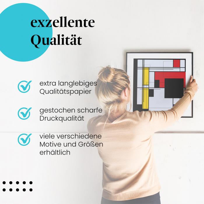 Gerahmtes Bild "Geometrische Abstraktion". Modernes Design, künstlerische Formen.