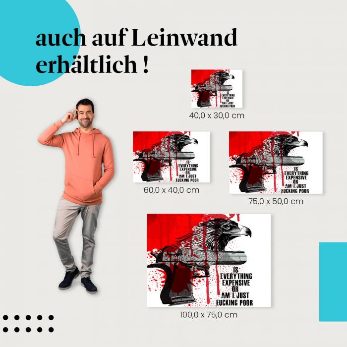 Leinwandbild "Adlerkopf auf Pistole": Provokantes Design in verschiedenen Größen erhältlich!