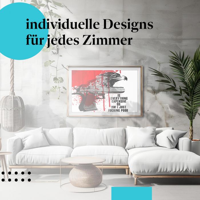 "Adlerkopf auf Pistole" Poster: Ein Statement gegen Gewalt und Armut - auch im Schlafzimmer.