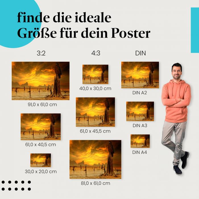 "Majestätischer Adler": Poster - Adler auf Baumstumpf - Freiheit & Ruhe