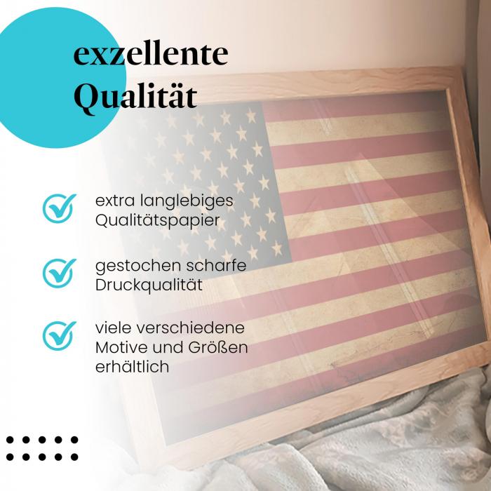 Preview:  USA: Vintage Flagge "Stars and Stripes" | Postereck 0300